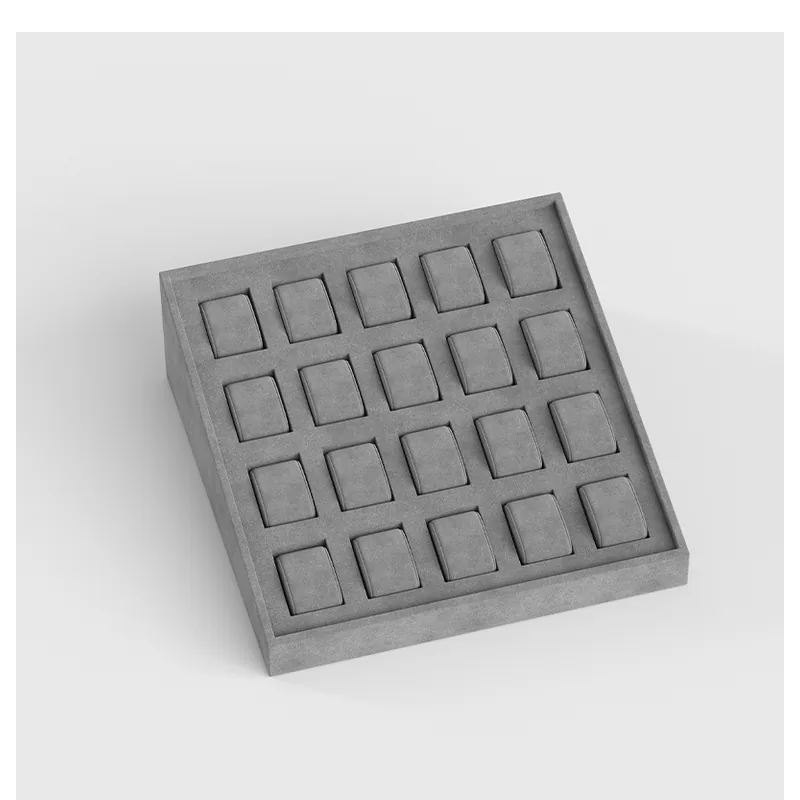 灰色绒布20格手表展示托盘